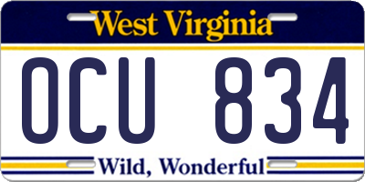 WV license plate OCU834