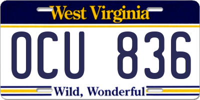WV license plate OCU836