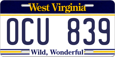 WV license plate OCU839