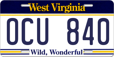 WV license plate OCU840