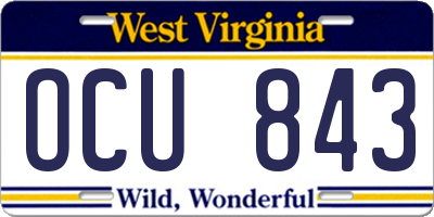 WV license plate OCU843