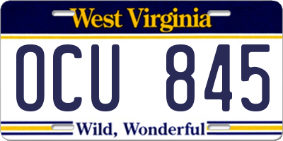 WV license plate OCU845