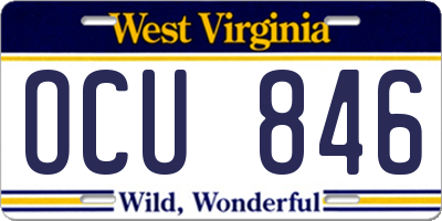 WV license plate OCU846