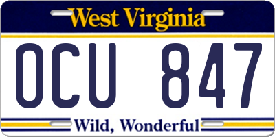 WV license plate OCU847
