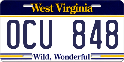 WV license plate OCU848