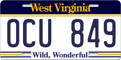 WV license plate OCU849