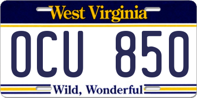 WV license plate OCU850