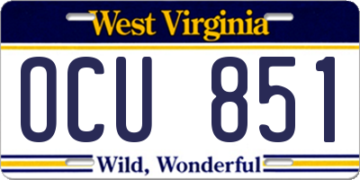 WV license plate OCU851