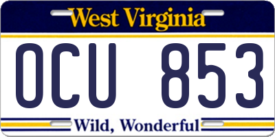 WV license plate OCU853