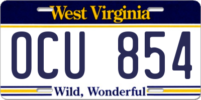 WV license plate OCU854