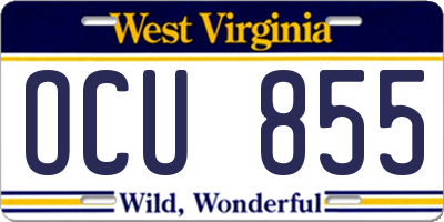 WV license plate OCU855