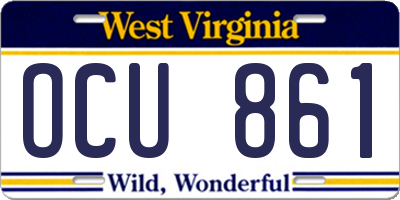 WV license plate OCU861