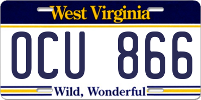 WV license plate OCU866