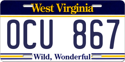 WV license plate OCU867