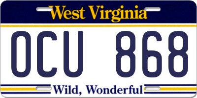 WV license plate OCU868