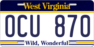 WV license plate OCU870