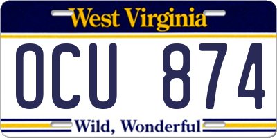 WV license plate OCU874