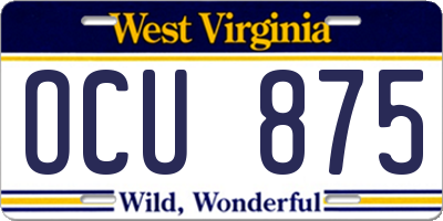 WV license plate OCU875