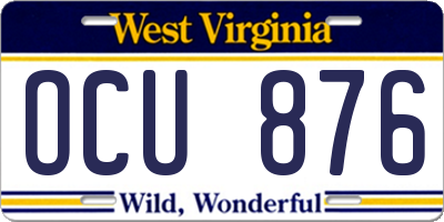WV license plate OCU876