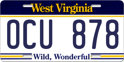 WV license plate OCU878