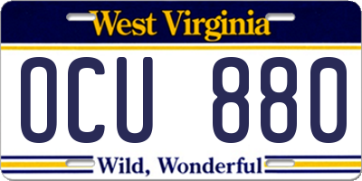 WV license plate OCU880