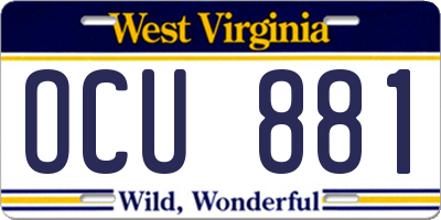 WV license plate OCU881