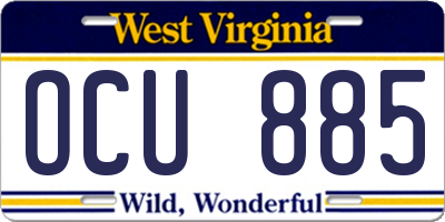 WV license plate OCU885