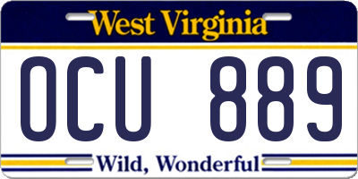 WV license plate OCU889