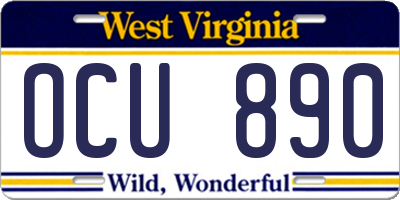 WV license plate OCU890