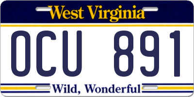 WV license plate OCU891
