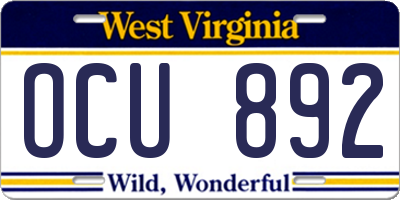 WV license plate OCU892