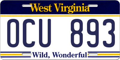 WV license plate OCU893