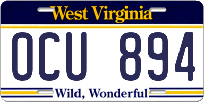 WV license plate OCU894