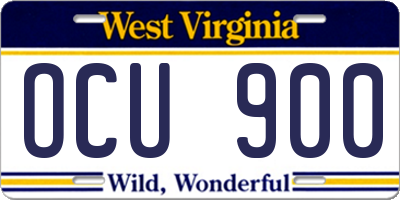 WV license plate OCU900