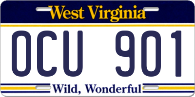 WV license plate OCU901