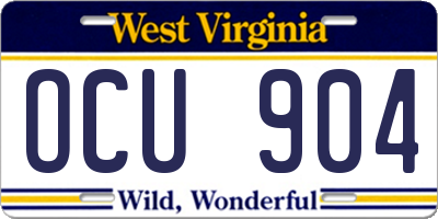 WV license plate OCU904