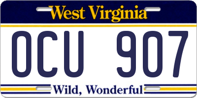 WV license plate OCU907