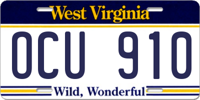 WV license plate OCU910