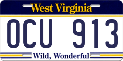 WV license plate OCU913