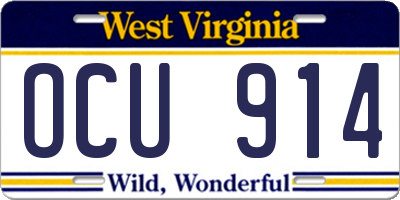 WV license plate OCU914