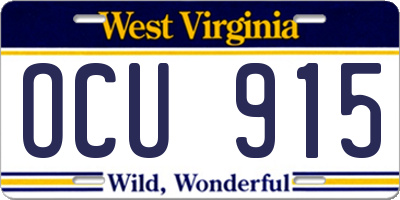 WV license plate OCU915