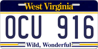 WV license plate OCU916