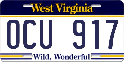 WV license plate OCU917