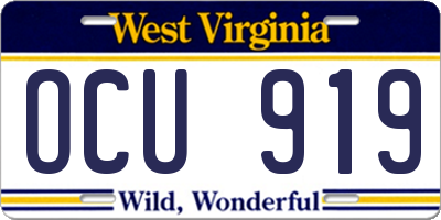 WV license plate OCU919