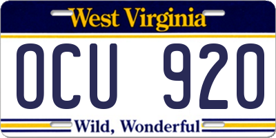 WV license plate OCU920