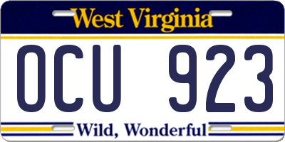 WV license plate OCU923