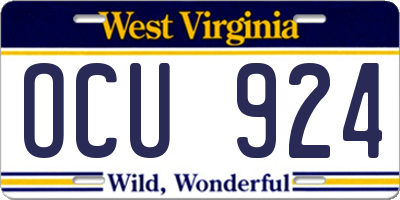 WV license plate OCU924