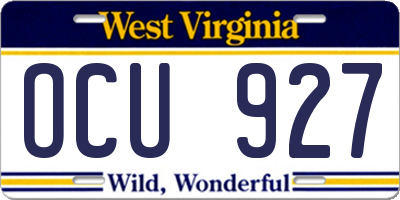 WV license plate OCU927