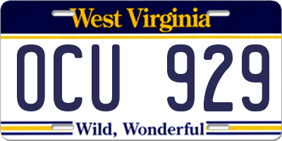 WV license plate OCU929