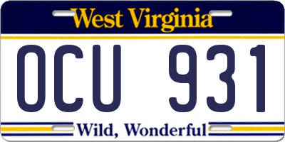 WV license plate OCU931